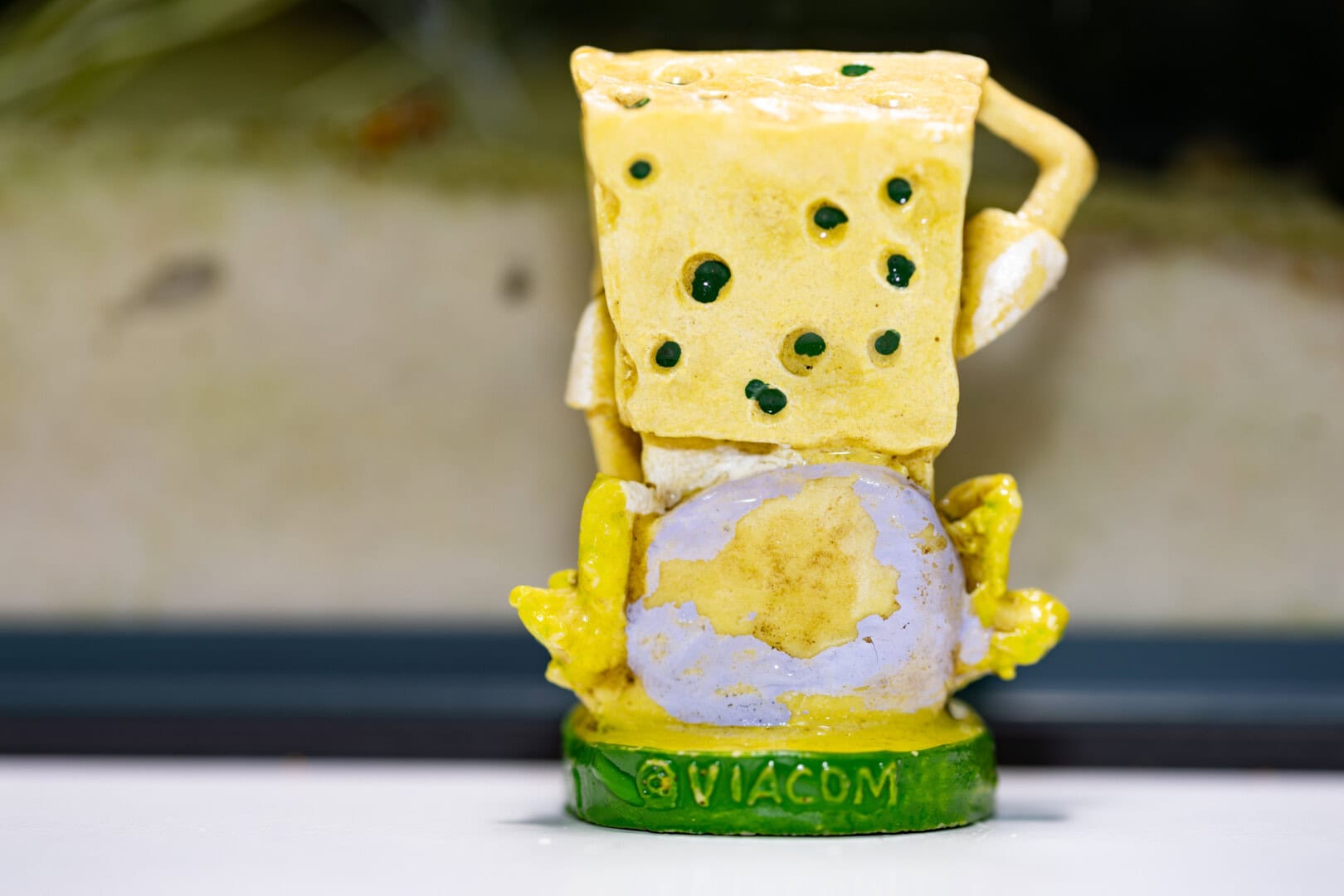 CAR2025 04 177 Plastik Aquarium 03 Auf der Rückseite erkennt man jedoch deutlich, dass die weiße Farbe abblättert. Solche Fragmente kann man als Mikroplastik bezeichnen. Foto: Christian Splettstößer