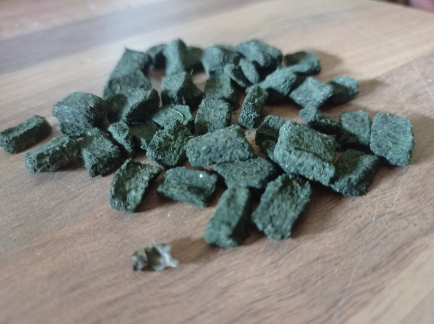 Nach dem Trocknungsvorgang ist das Futter etwas kleiner und sehr lange haltbar. Foto: Xenia Dähn